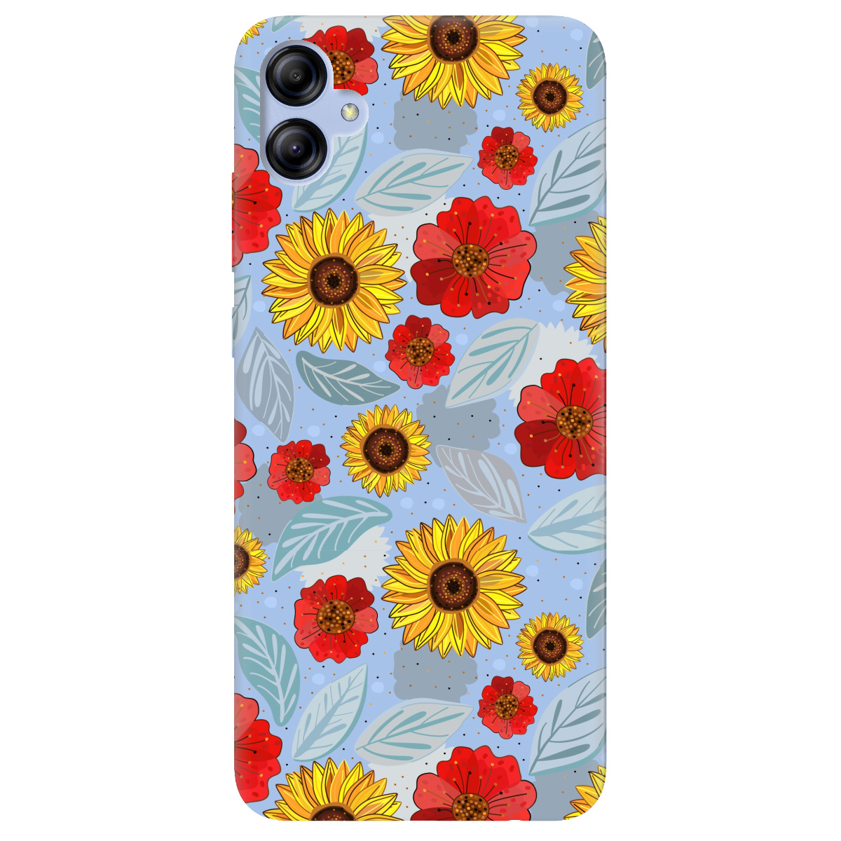 Чохол для Samsung Galaxy A04e прозорий Соняшники і маки - фото 1 - Чохли для телефонів