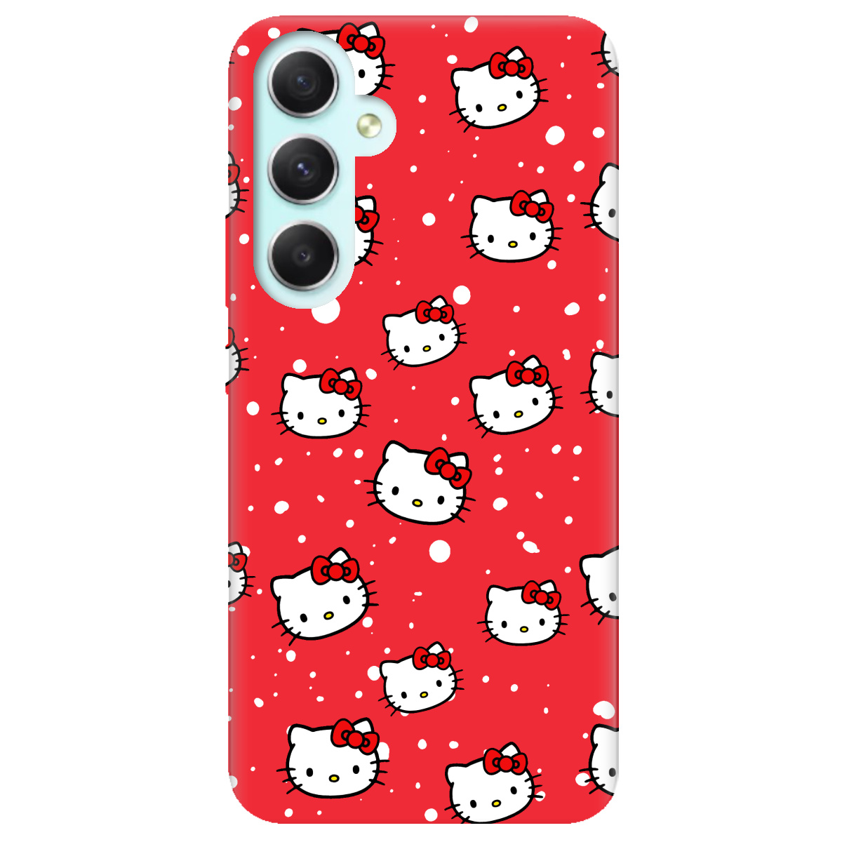 Чехол для Samsung Galaxy A34 ярко-красный матовый soft touch Hello Kitty - фото 1 - Чехлы для телефонов