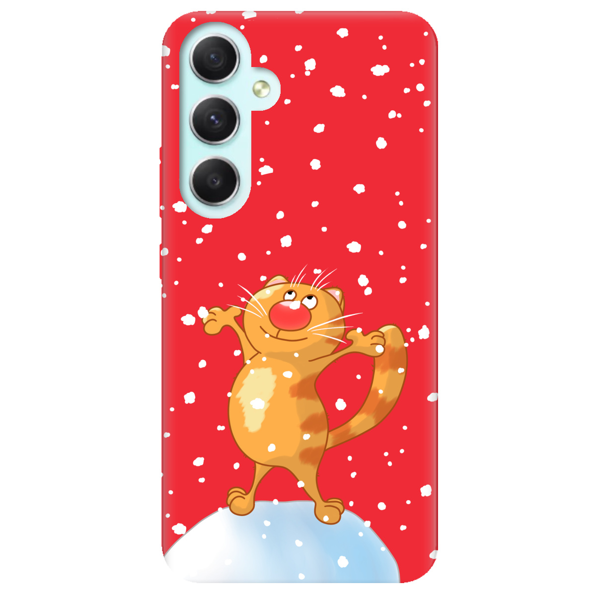 Чехол для Samsung Galaxy A34 ярко-красный матовый soft touch Be Happy - фото 1 - Чехлы для телефонов