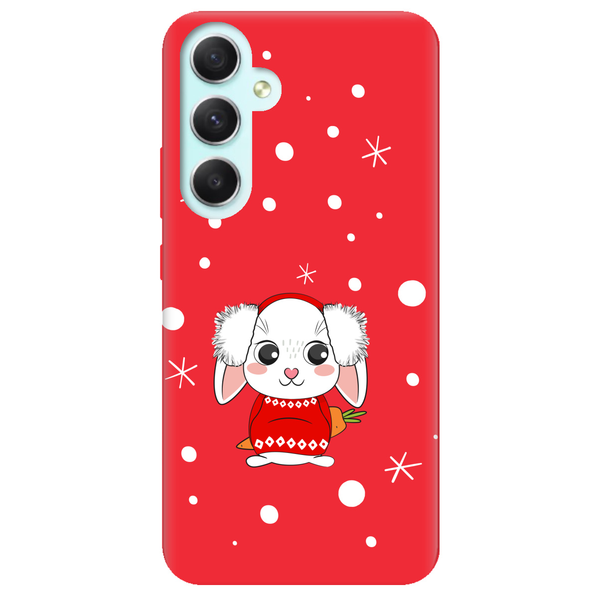 Чехол для Samsung Galaxy A34 ярко-красный матовый soft touch My bunny - фото 1 - Чехлы для телефонов