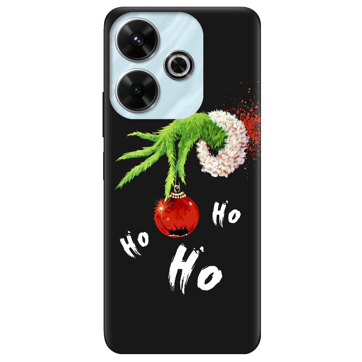 Чохол для Xiaomi Poco M6 4G чорний матовий soft touch Grinch HO HO HO - фото 1 - Чохли для телефонів