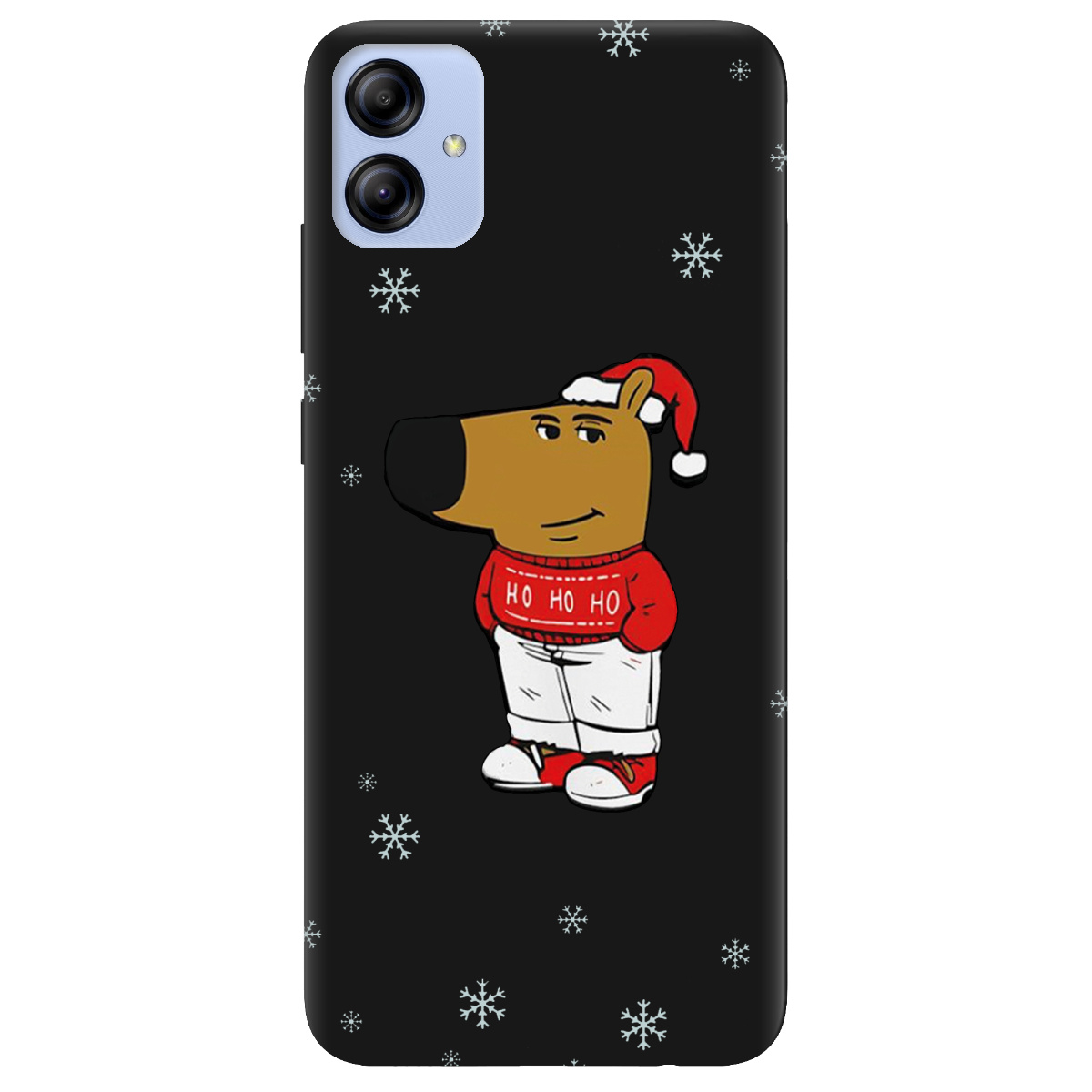 Чехол для Samsung Galaxy A04e черный матовый soft touch Chill Guy Santa - фото 1 - Чехлы для телефонов