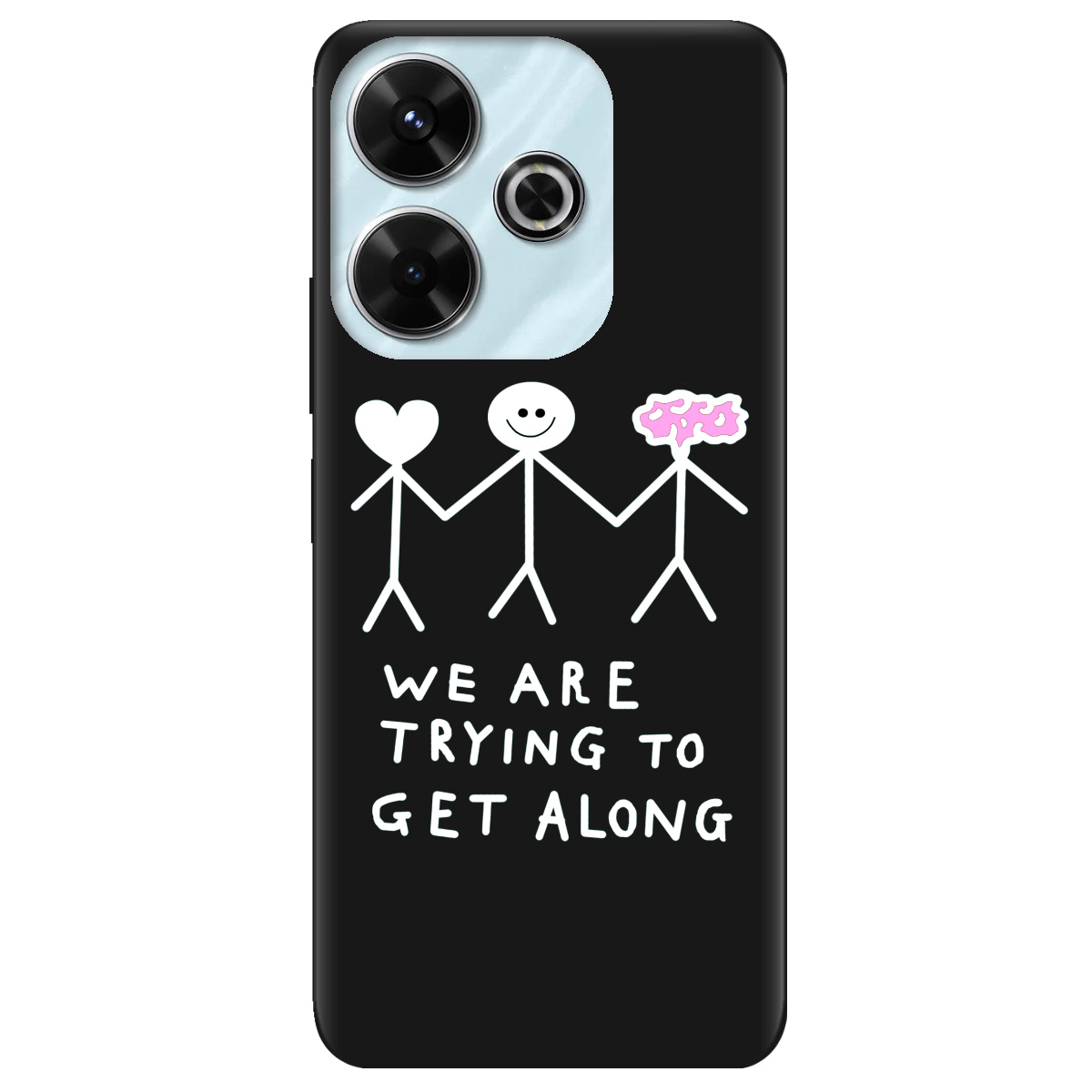 Чехол для Xiaomi Poco M6 4G черный матовый soft touch We are trying - фото 1 - Чехлы для телефонов