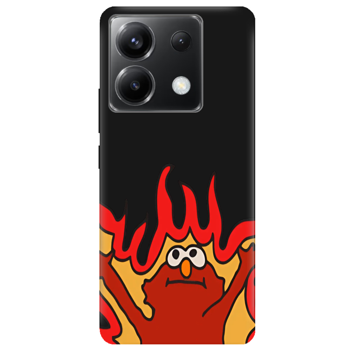 Чохол для Xiaomi Poco X6 чорний матовий soft touch Хаос у вогні - фото 1 Чохол для Xiaomi Poco X6 чорний матовий soft touch Хаос у вогні - фото 1 - Чохли для телефонів