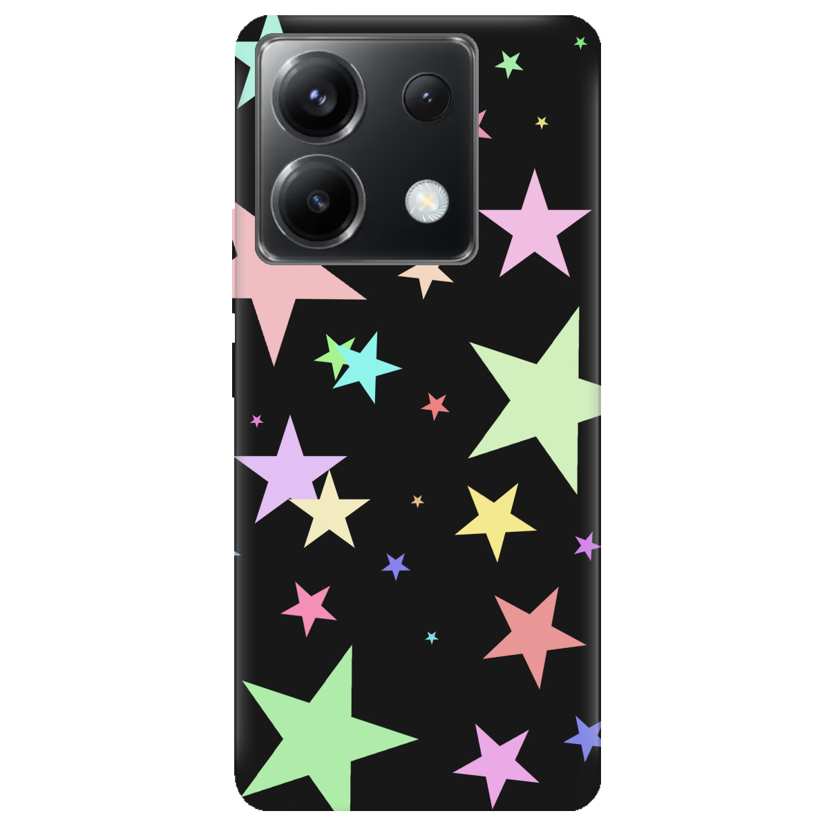 Чехол для Xiaomi Poco X6 черный матовый soft touch Яскраві зірки (black) - фото 1 - Чехлы для телефонов