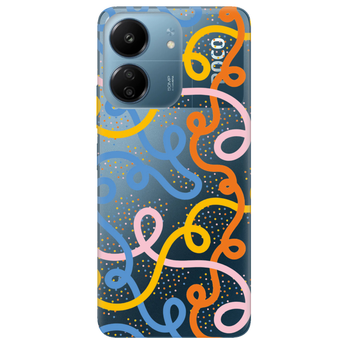 Чохол для Xiaomi Poco C65 прозорий Кольоровий завиток - фото 1 - Чохли для телефонів