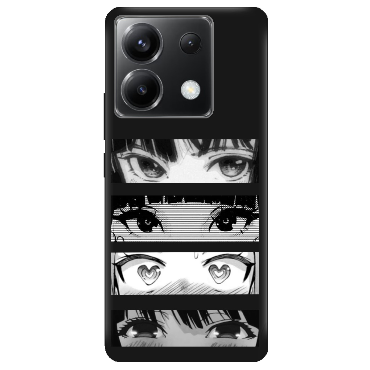 Чохол для Xiaomi Redmi Note 13 Pro 5G чорний матовий soft touch Закохані очі - фото 1 - Чохли для телефонів