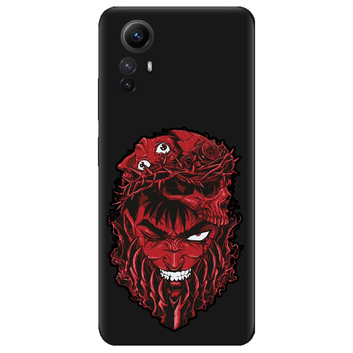 Чехол для Xiaomi Redmi Note 12s черный матовый soft touch Red slip head - фото 1 - Чехлы для телефонов