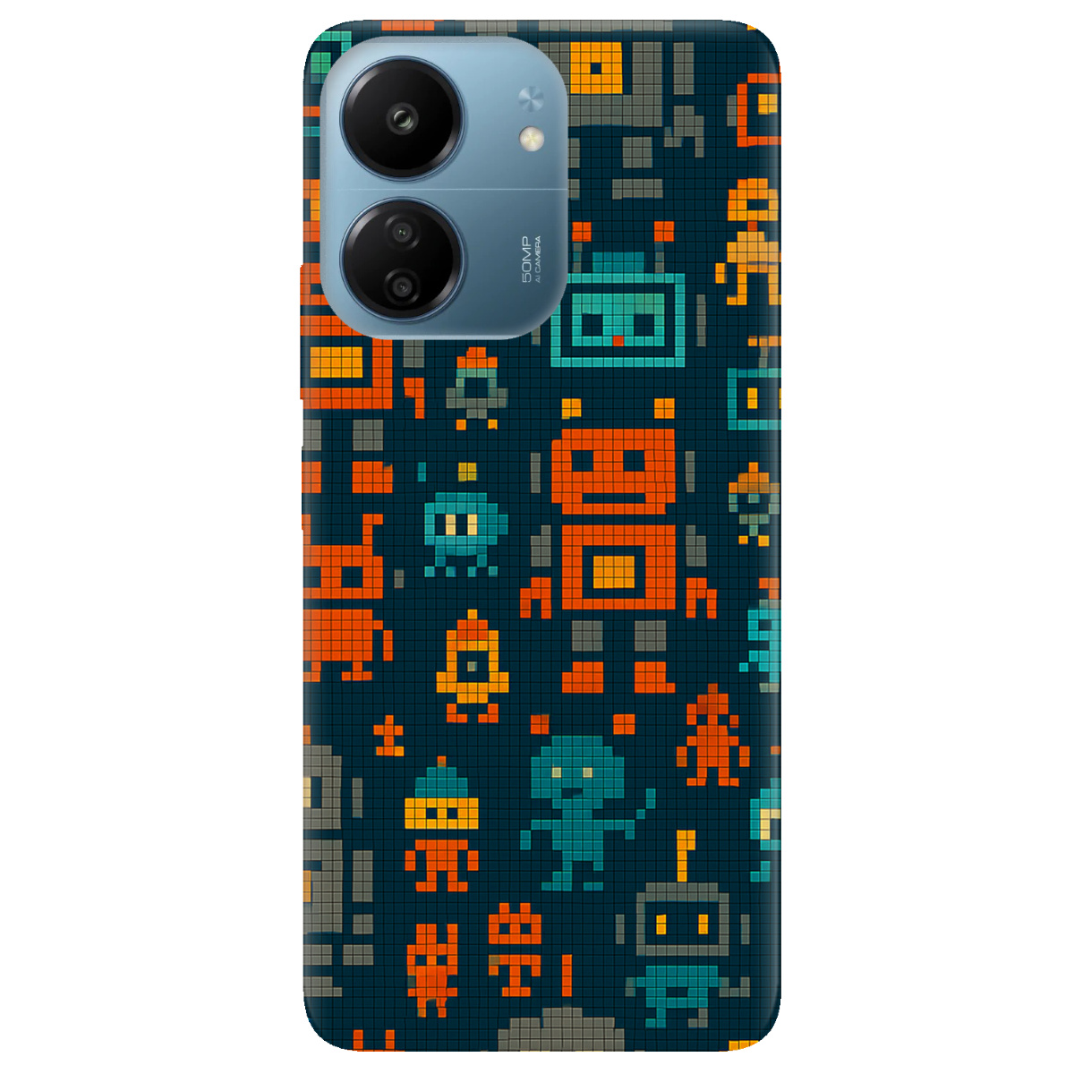 Чохол для Xiaomi Poco C65 прозорий Піксельні роботи - фото 1 - Чохли для телефонів