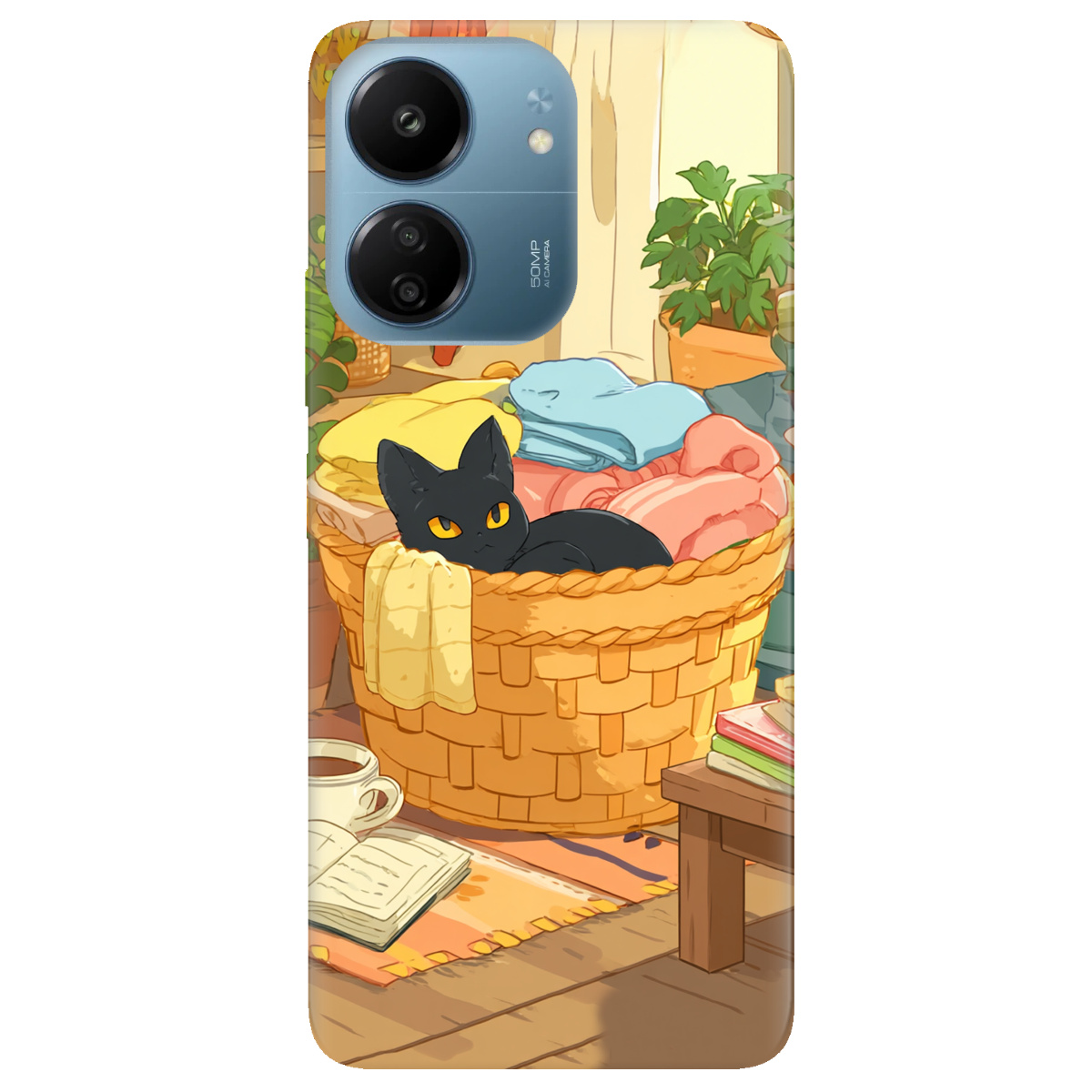 Чехол для Xiaomi Poco C65 прозрачный Уют в корзине - фото 1 - Чехлы для телефонов