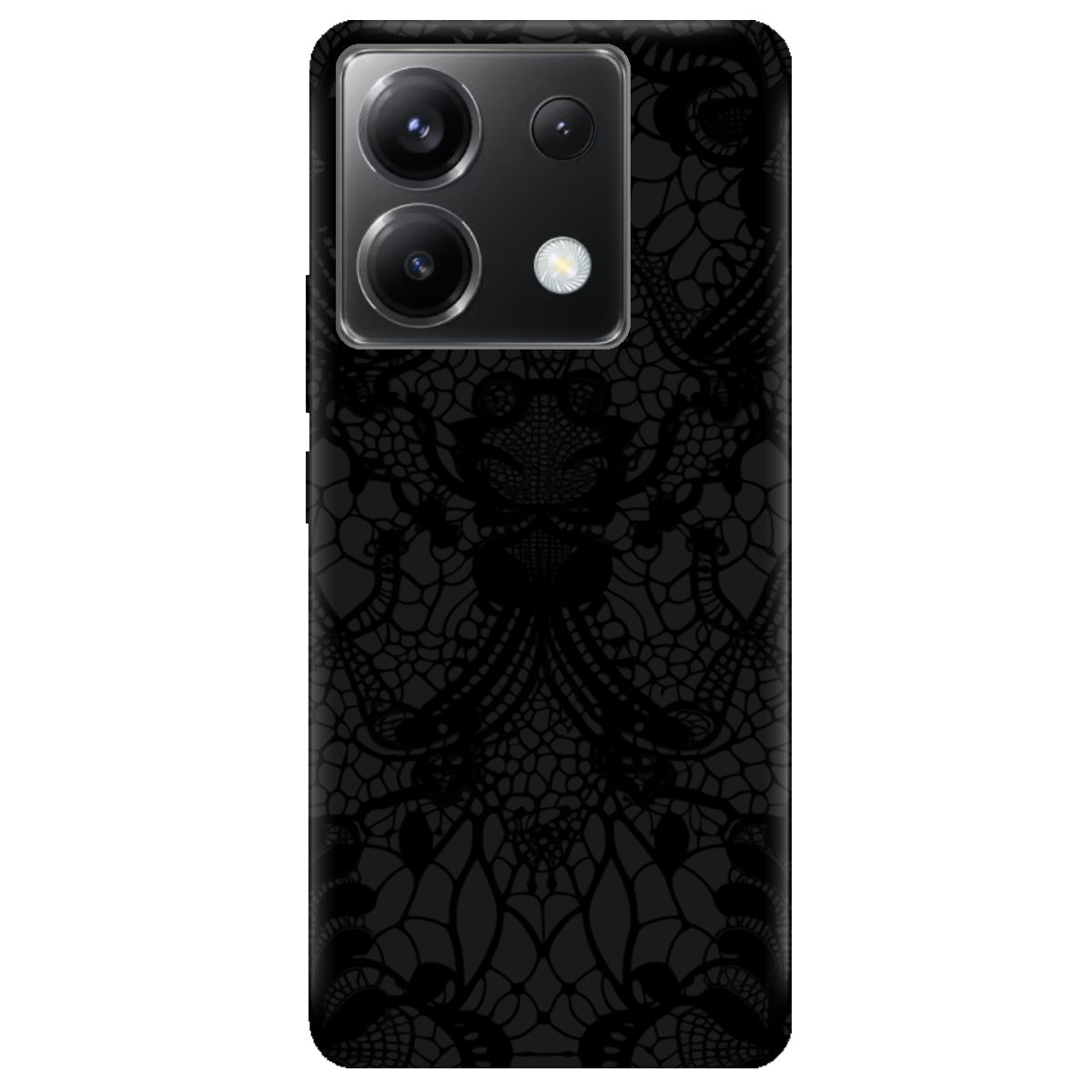 Чехол для Xiaomi Redmi Note 13 Pro 5G черный матовый soft touch Чорне мереживо - фото 1 - Чехлы для телефонов