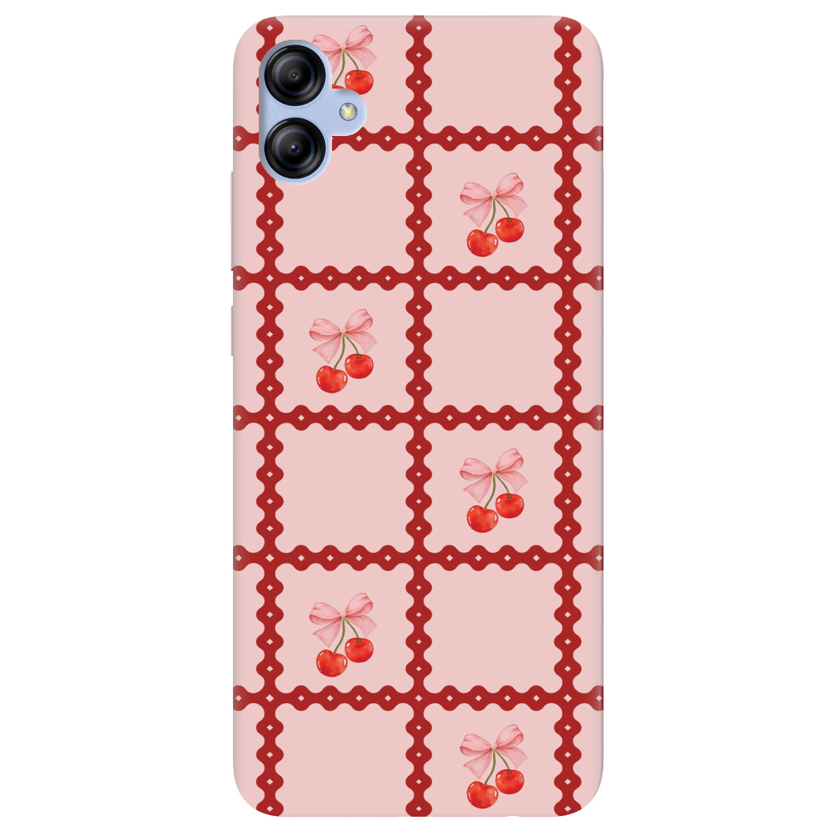 Чохол для Samsung Galaxy A04e прозорий Вишні у сітці - фото 1 - Чохли для телефонів