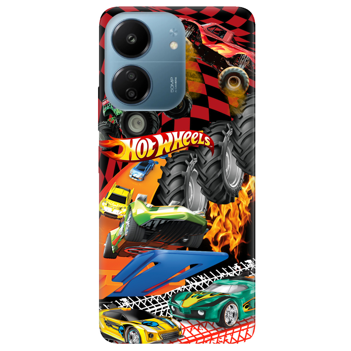 Чохол для Xiaomi Poco C65 прозорий Hot Wheels - фото 1 - Чохли для телефонів