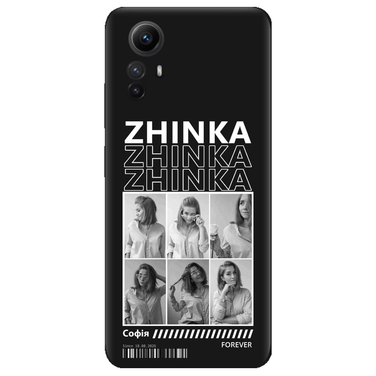 Чехол для Xiaomi Redmi Note 12s черный матовый soft touch Zhinka (с вашими фото) - фото 1 - Чехлы для телефонов