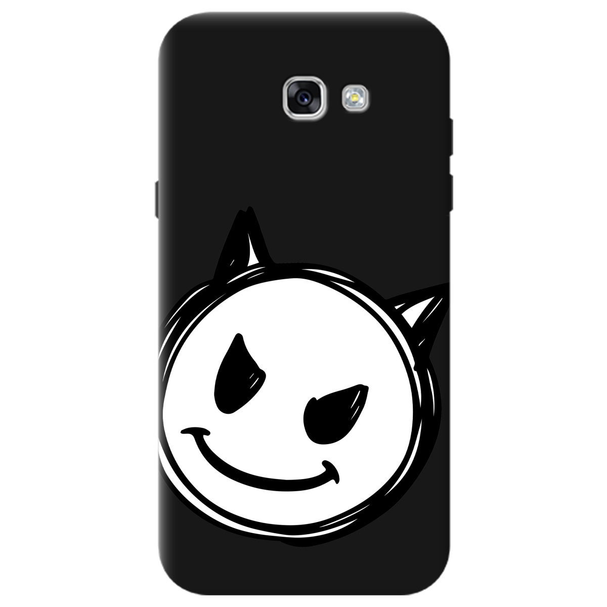 Чехол для Samsung Galaxy A7 2017 черный матовый soft touch Настроение чертенка - фото 1 - Чехлы для телефонов