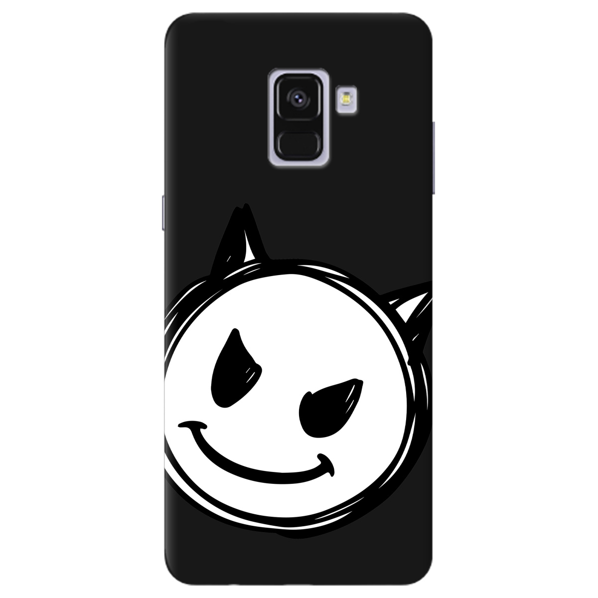 Чехол для Samsung Galaxy A8 2018 черный матовый soft touch Настроение чертенка - фото 1 - Чехлы для телефонов