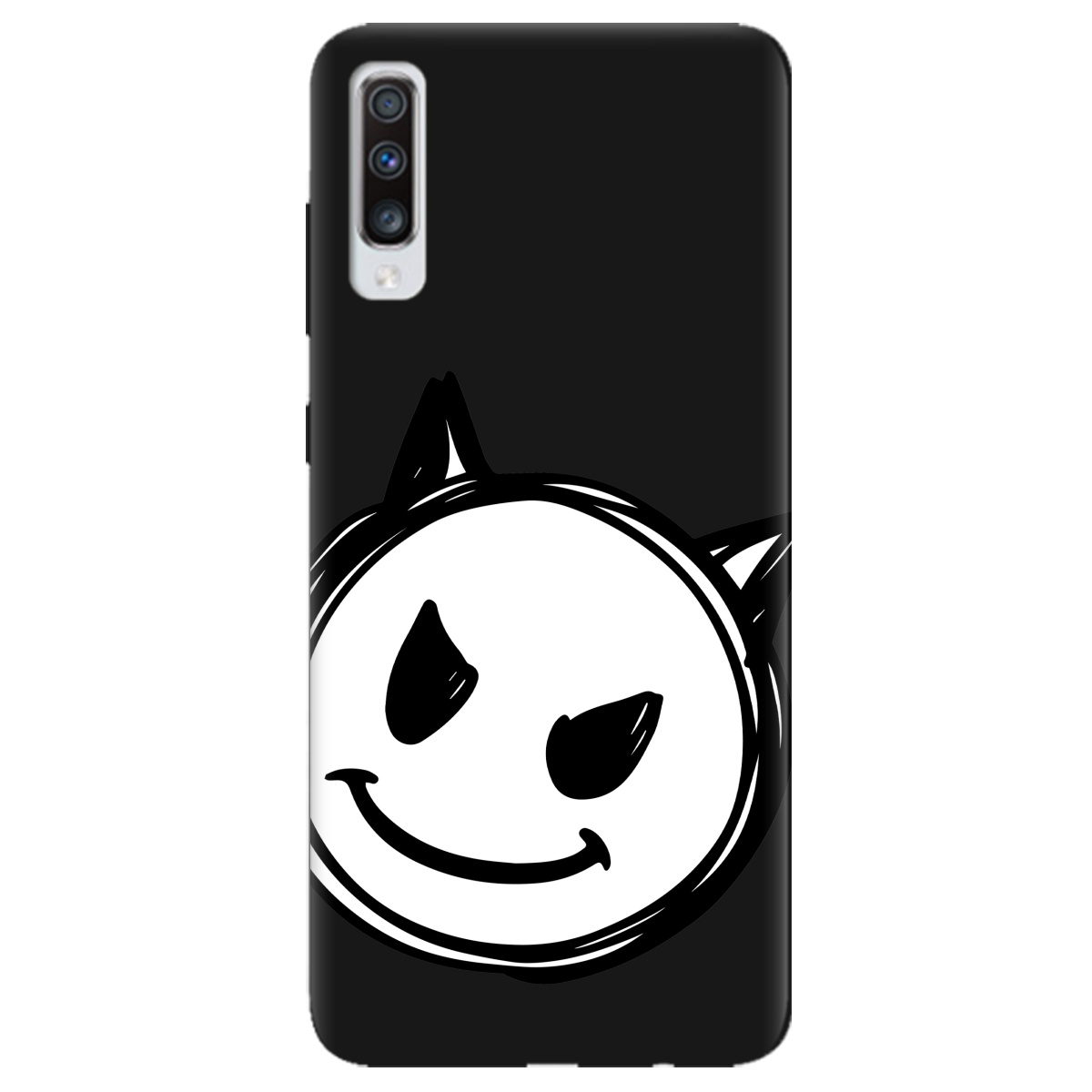 Чохол для Samsung Galaxy A70 чорний матовий soft touch Настрій чортеняти - фото 1 Чохол для Samsung Galaxy A70 чорний матовий soft touch Настрій чортеняти - фото 1 - Чохли для телефонів