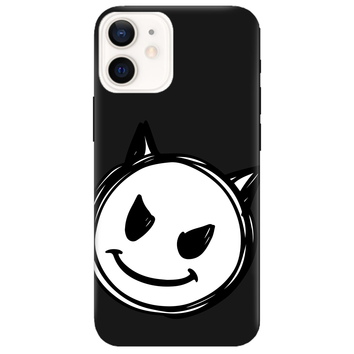 Чехол для Apple iPhone 12 черный матовый soft touch Настроение чертенка - фото 1 - Чехлы для телефонов