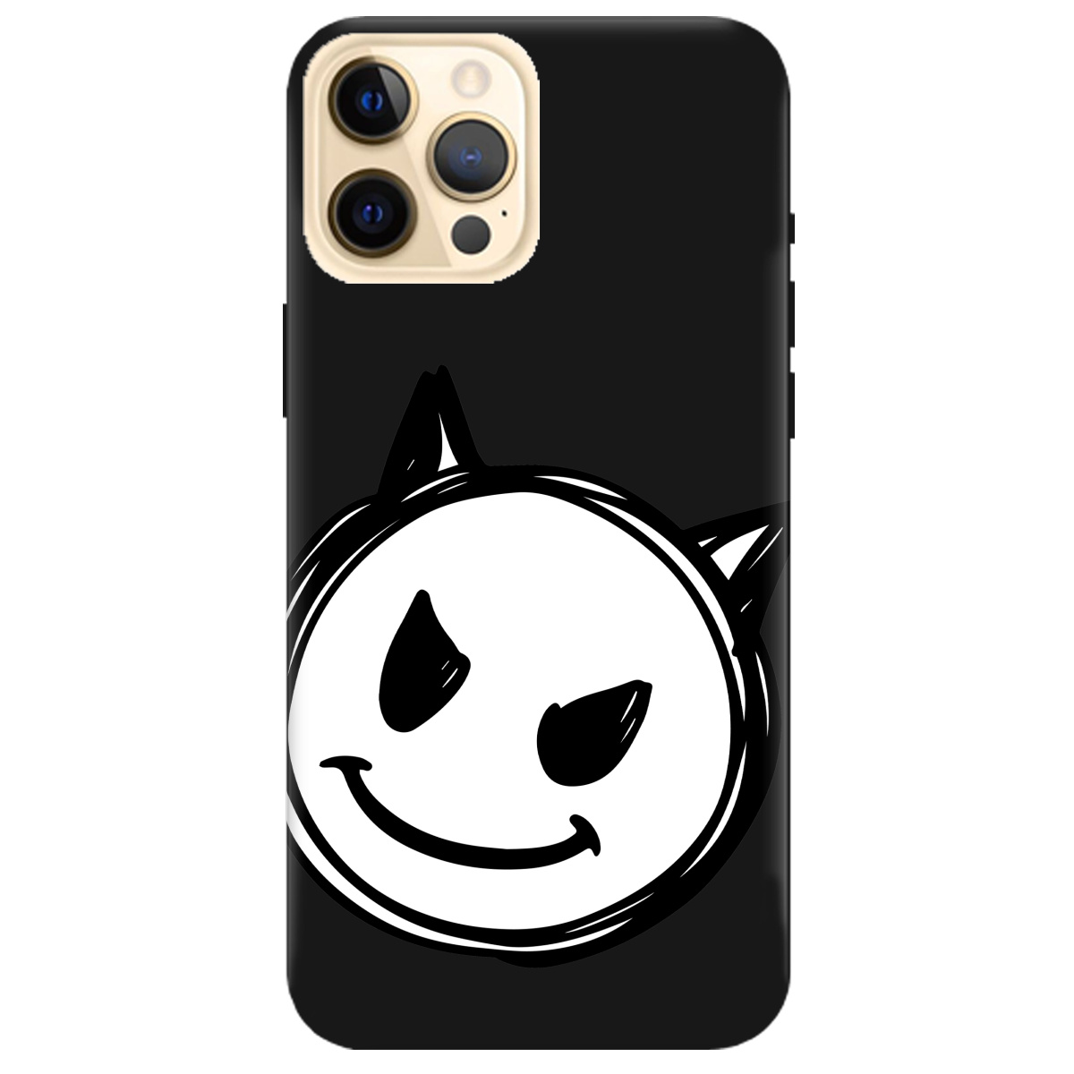 Чехол для Apple iPhone 12 Pro черный матовый soft touch Настроение чертенка - фото 1 - Чехлы для телефонов