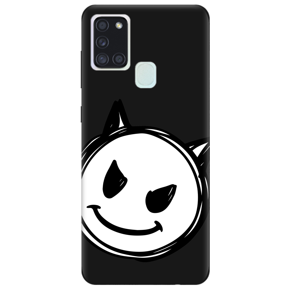 Чохол для Samsung Galaxy A21s чорний матовий soft touch Настрій чортеняти - фото 1 - Чохли для телефонів