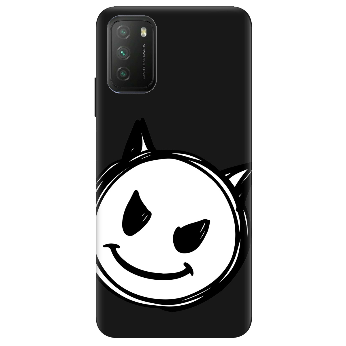 Чехол для Xiaomi Poco M3 черный матовый soft touch Настроение чертенка - фото 1 Чехол для Xiaomi Poco M3 черный матовый soft touch Настроение чертенка - фото 1 - Чехлы для телефонов