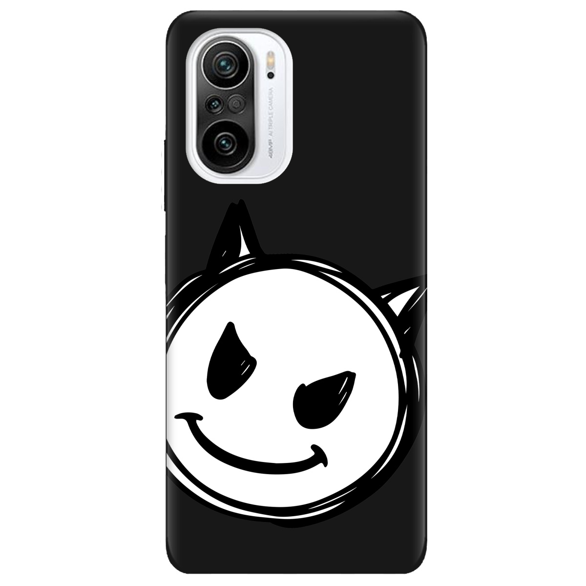 Чохол для Xiaomi Poco F3 чорний матовий soft touch Настрій чортеняти - фото 1 - Чохли для телефонів