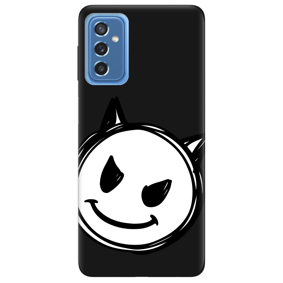 Чехол для Samsung Galaxy M52 черный матовый soft touch Настроение чертенка - фото 1 Чехол для Samsung Galaxy M52 черный матовый soft touch Настроение чертенка - фото 1 - Чехлы для телефонов