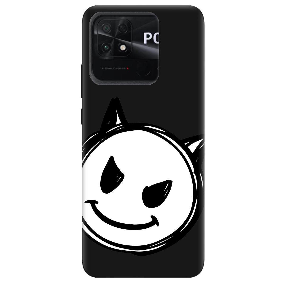 Чехол для Xiaomi Poco C40 черный матовый soft touch Настроение чертенка - фото 1 - Чехлы для телефонов