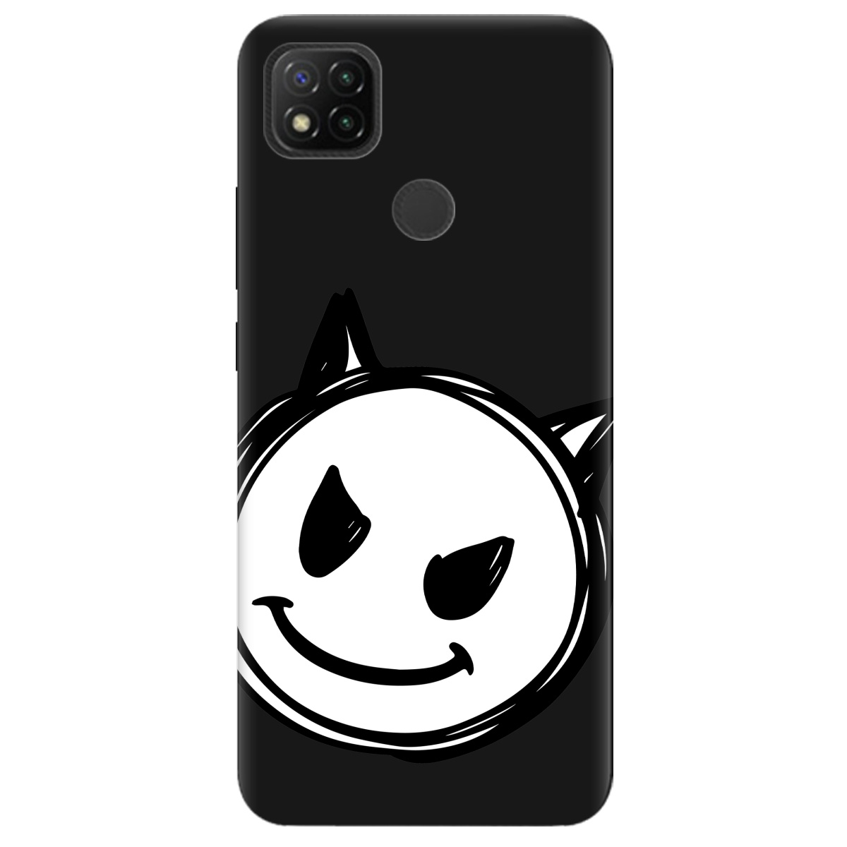 Чехол для Xiaomi Redmi 10A черный матовый soft touch Настроение чертенка - фото 1 Чехол для Xiaomi Redmi 10A черный матовый soft touch Настроение чертенка - фото 1 - Чехлы для телефонов