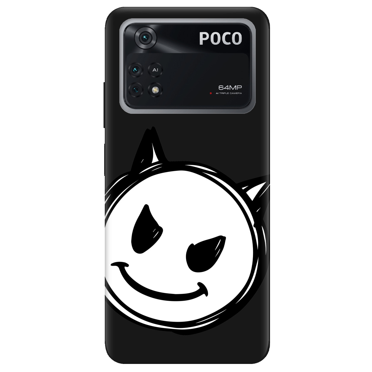 Чехол для Xiaomi Poco M4 Pro 4G черный матовый soft touch Настроение чертенка - фото 1 Чехол для Xiaomi Poco M4 Pro 4G черный матовый soft touch Настроение чертенка - фото 1 - Чехлы для телефонов