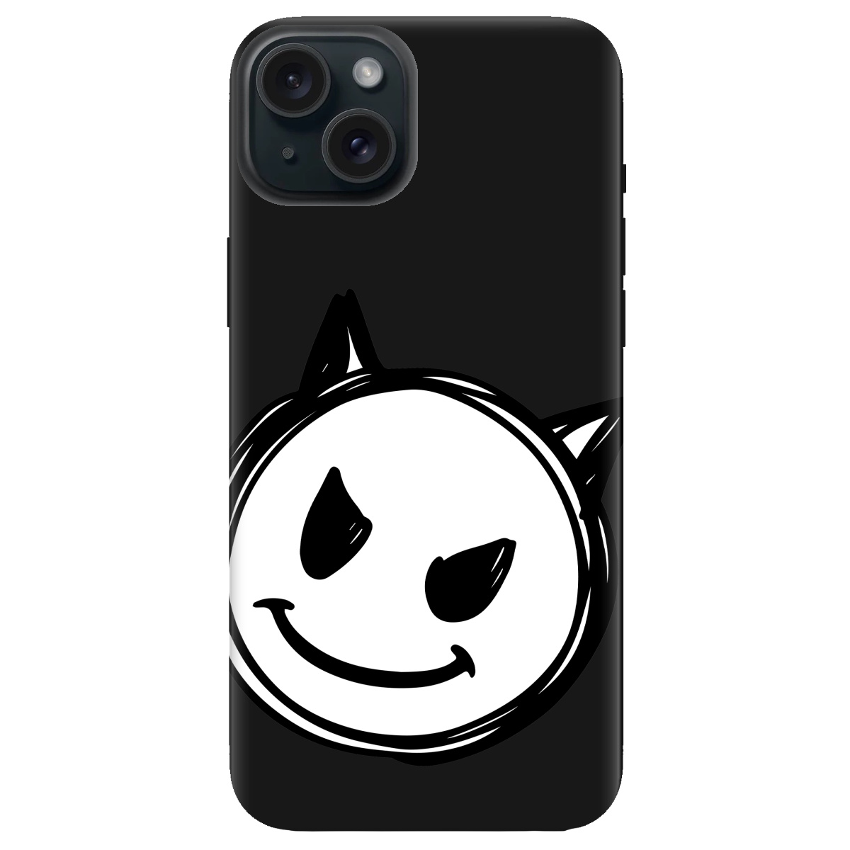 Чехол для Apple iPhone 15 черный матовый soft touch Настроение чертенка - фото 1 - Чехлы для телефонов