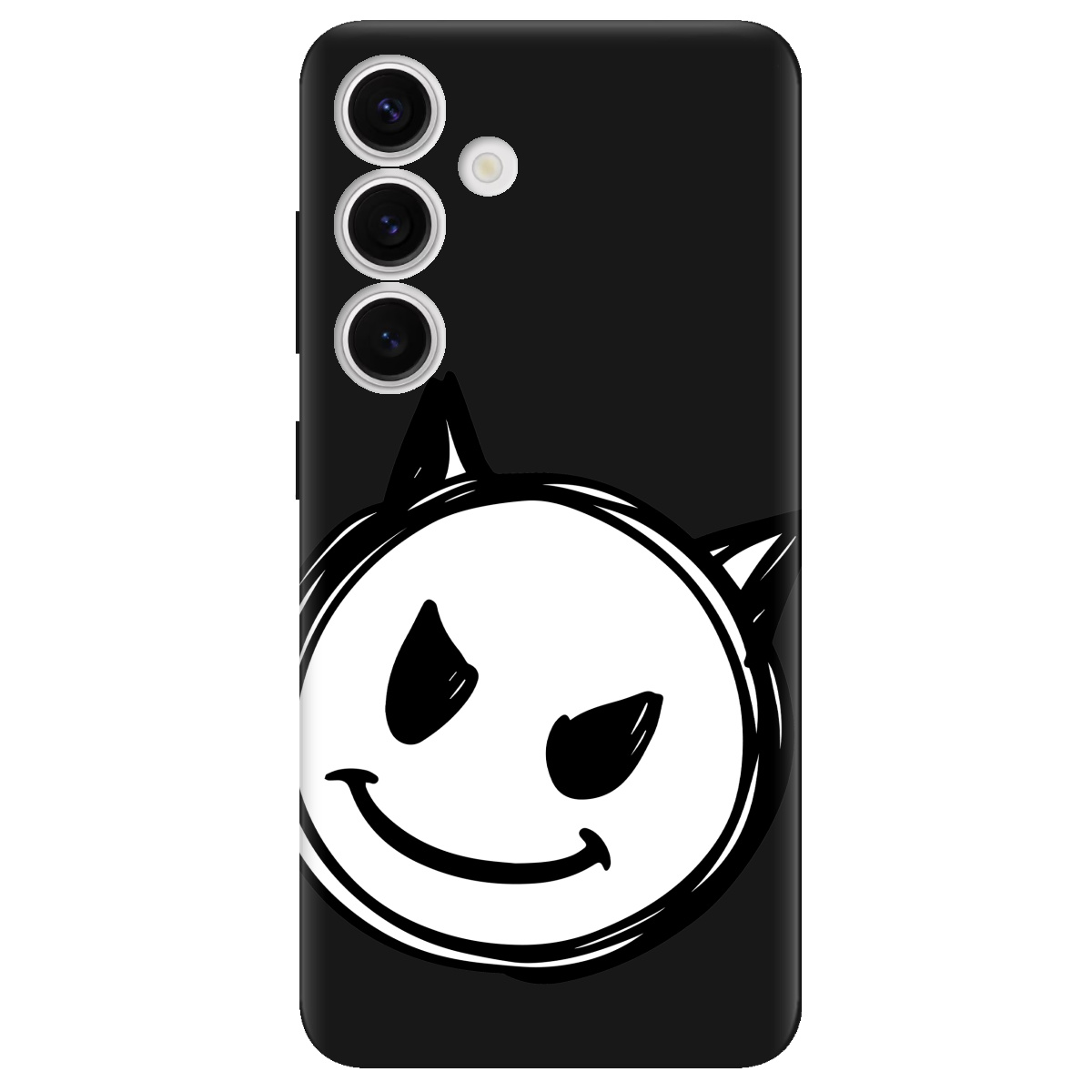 Чехол для Samsung Galaxy S24 черный матовый soft touch Настроение чертенка - фото 1 - Чехлы для телефонов