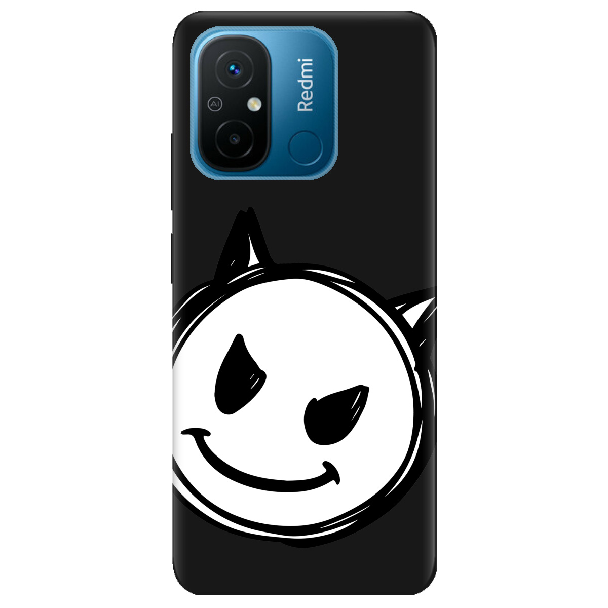 Чохол для Xiaomi Redmi 12C чорний матовий soft touch Настрій чортеняти - фото 1 - Чохли для телефонів