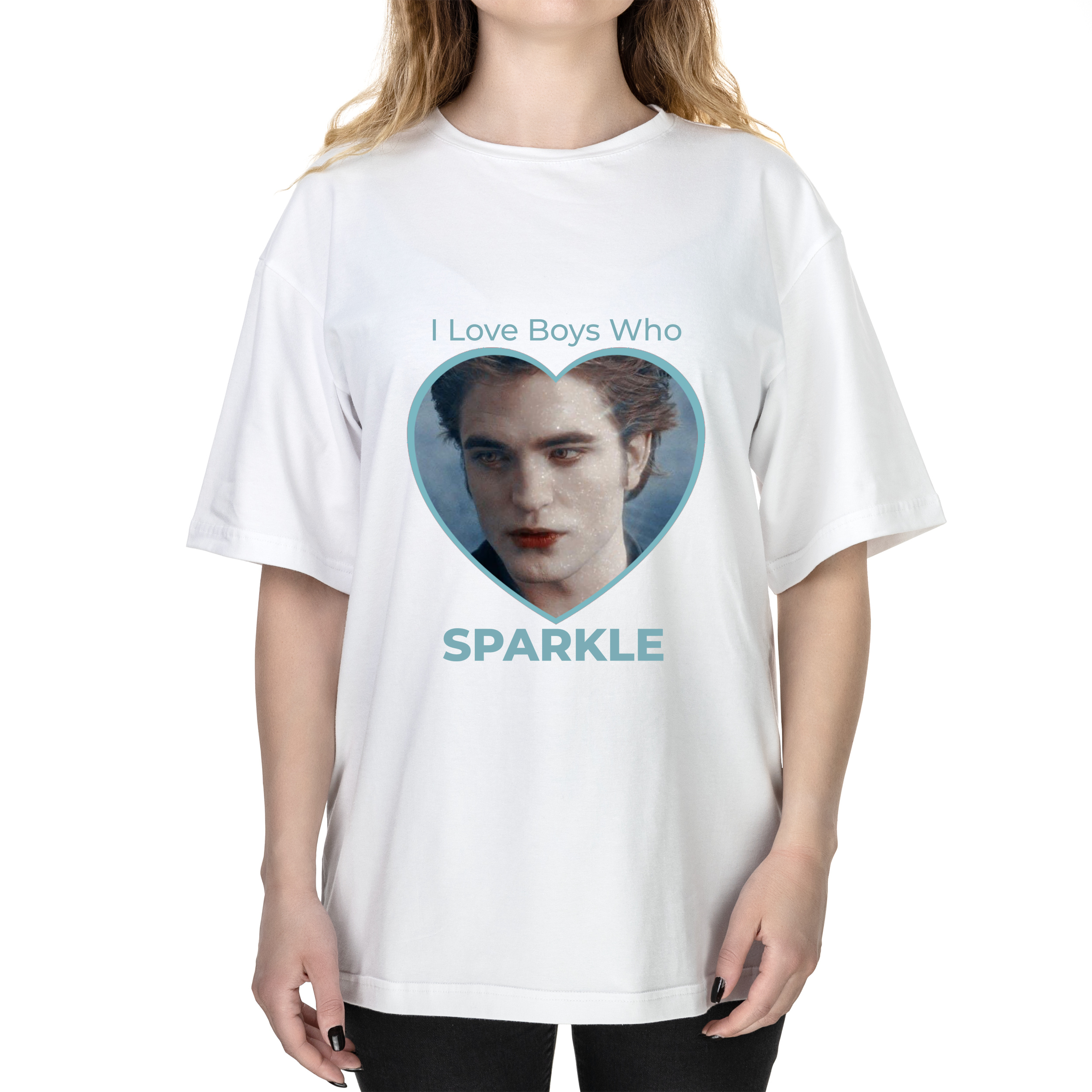 Футболка женская оверсайз белая хлопок/эластан А3 размера I love sparkle XXXL - фото 1 Футболка женская оверсайз белая хлопок/эластан А3 размера I love sparkle XXXL - фото 1 - Футболки