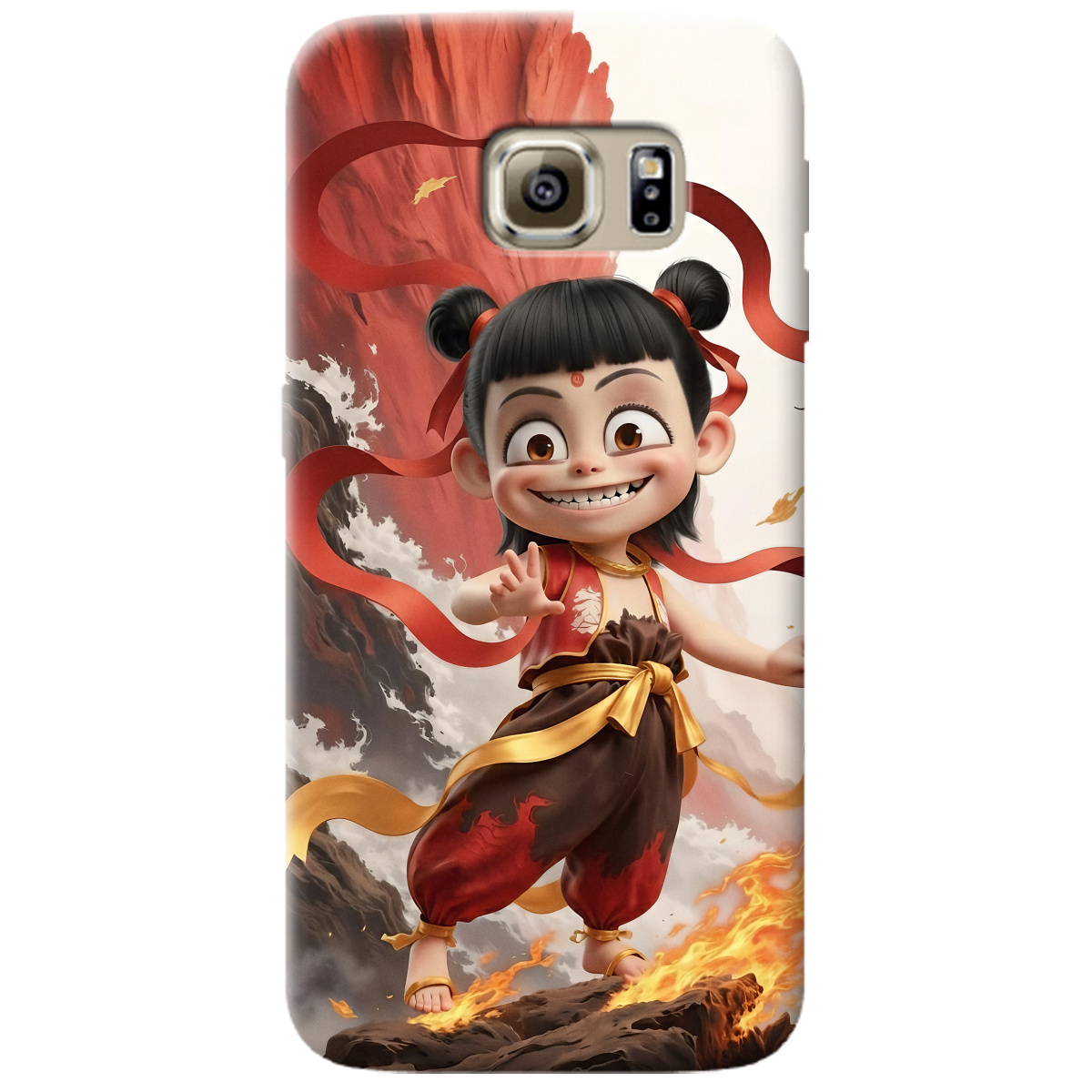 Чехол для Samsung Galaxy S6 Edge прозрачный Огненная Нечжа - фото 1 - Чехлы для телефонов