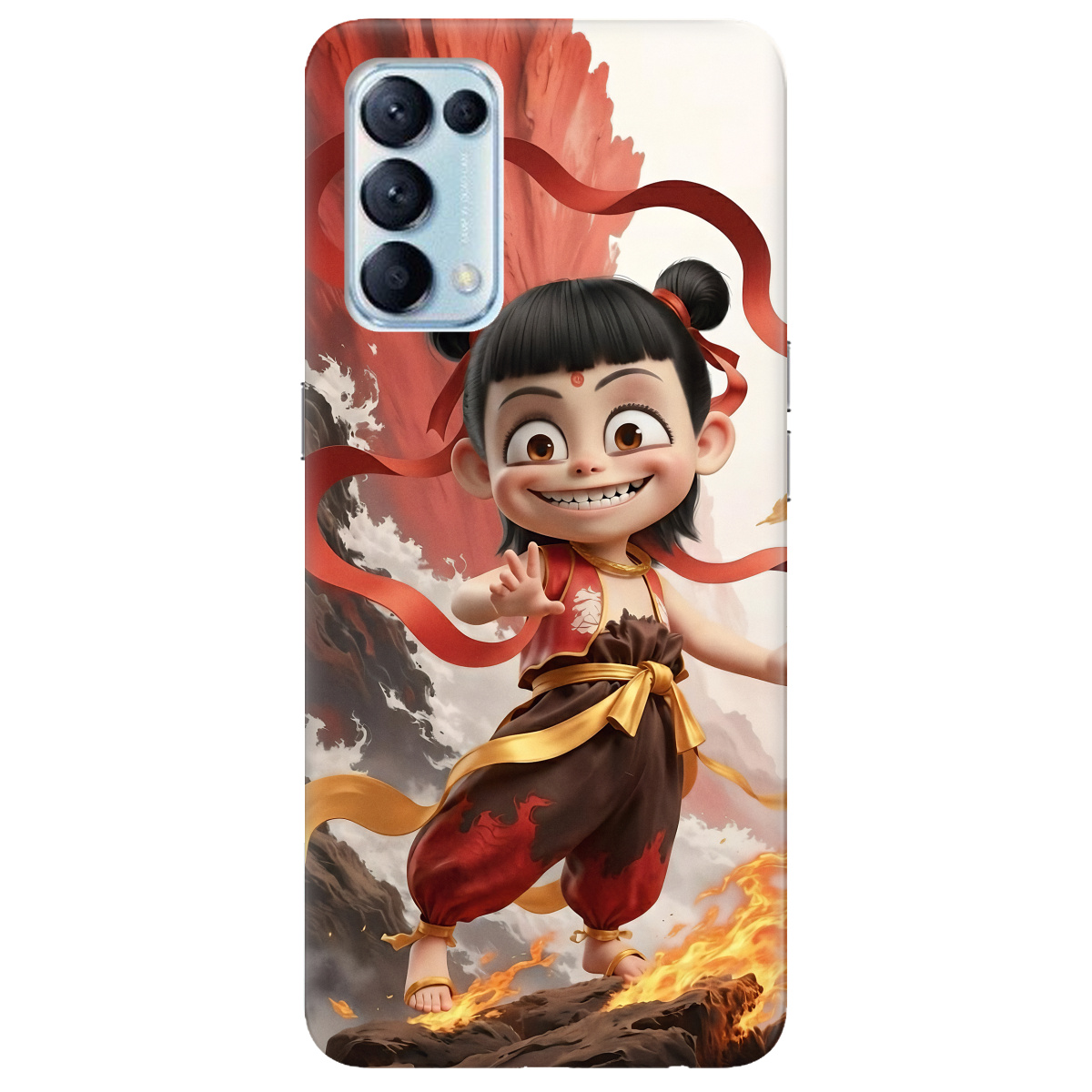 Чехол для Oppo Reno 5 4G прозрачный Огненная Нечжа - фото 1 - Чехлы для телефонов