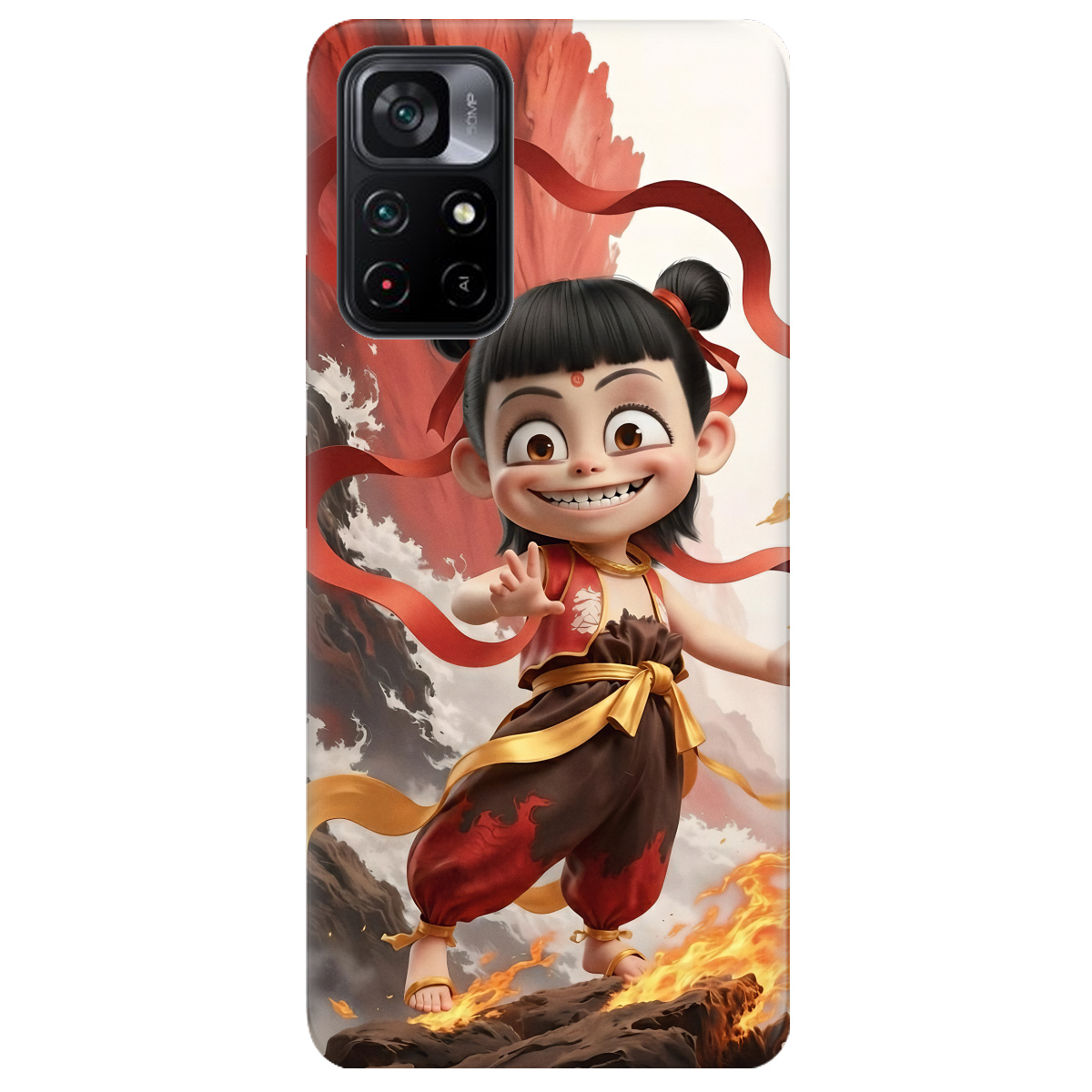 Чехол для Xiaomi Poco M4 Pro 5G прозрачный Огненная Нечжа - фото 1 - Чехлы для телефонов