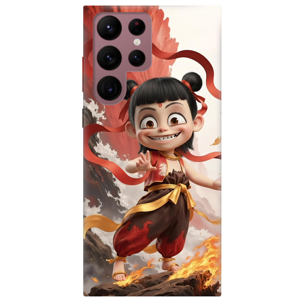 Чехол для Samsung Galaxy S22 Ultra прозрачный Огненная Нечжа - фото 1 - Чехлы для телефонов