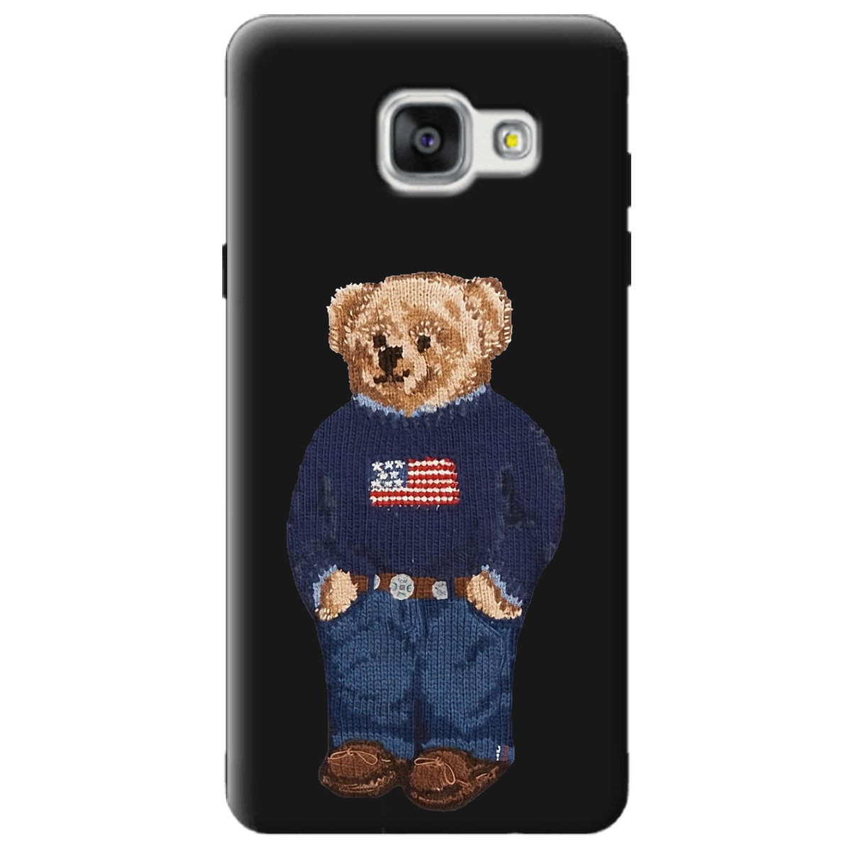 Чехол для Samsung Galaxy A5 2016 черный матовый soft touch Американский мишка - фото 1 - Чехлы для телефонов
