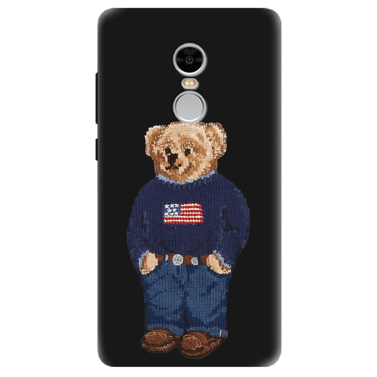 Чехол для Xiaomi Redmi Note 4 черный матовый soft touch Американский мишка - фото 1 - Чехлы для телефонов