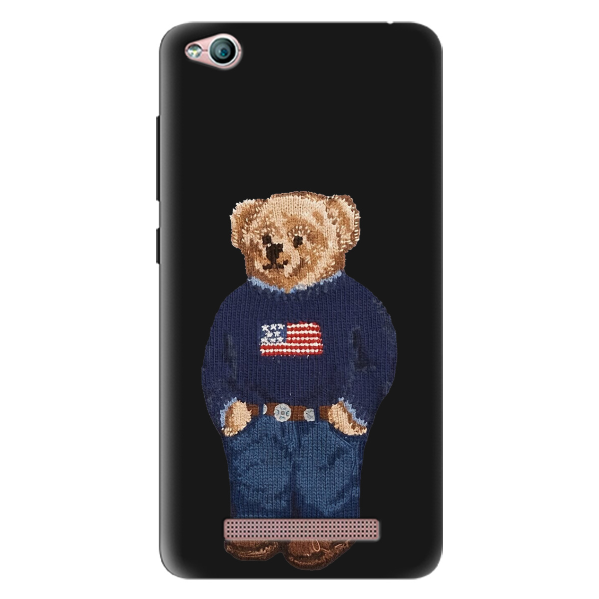 Чохол для Xiaomi Redmi 4A чорний матовий soft touch Американський ведмедик - фото 1 - Чохли для телефонів