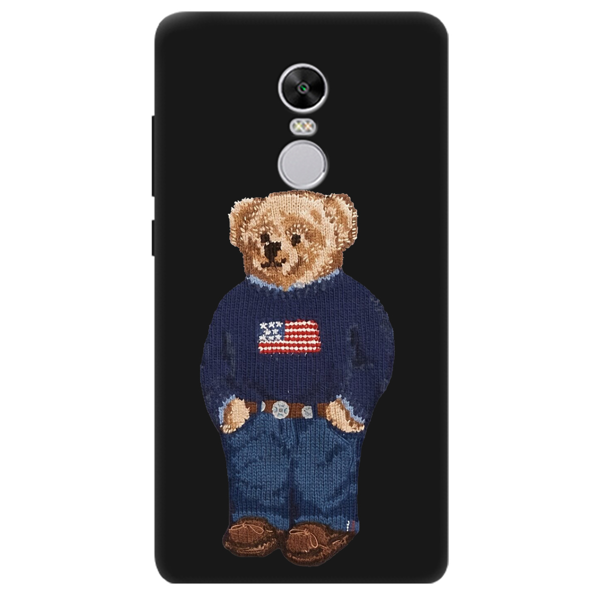 Чехол для Xiaomi Redmi Note 4X черный матовый soft touch Американский мишка - фото 1 Чехол для Xiaomi Redmi Note 4X черный матовый soft touch Американский мишка - фото 1 - Чехлы для телефонов