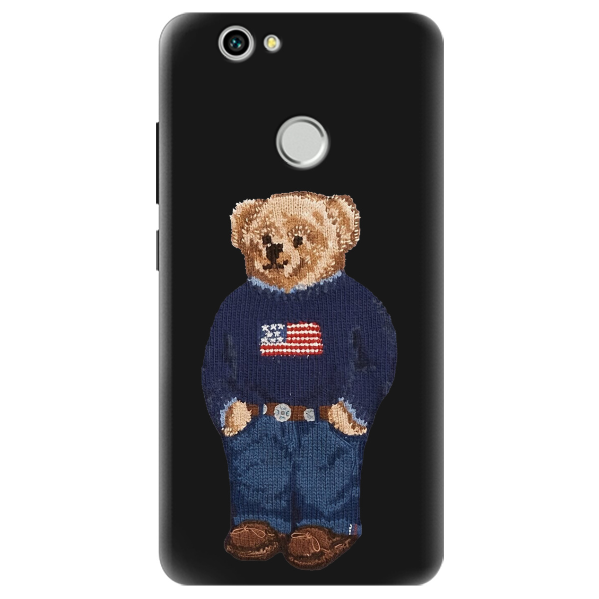 Чехол для Huawei Nova черный матовый soft touch Американский мишка - фото 1 - Чехлы для телефонов