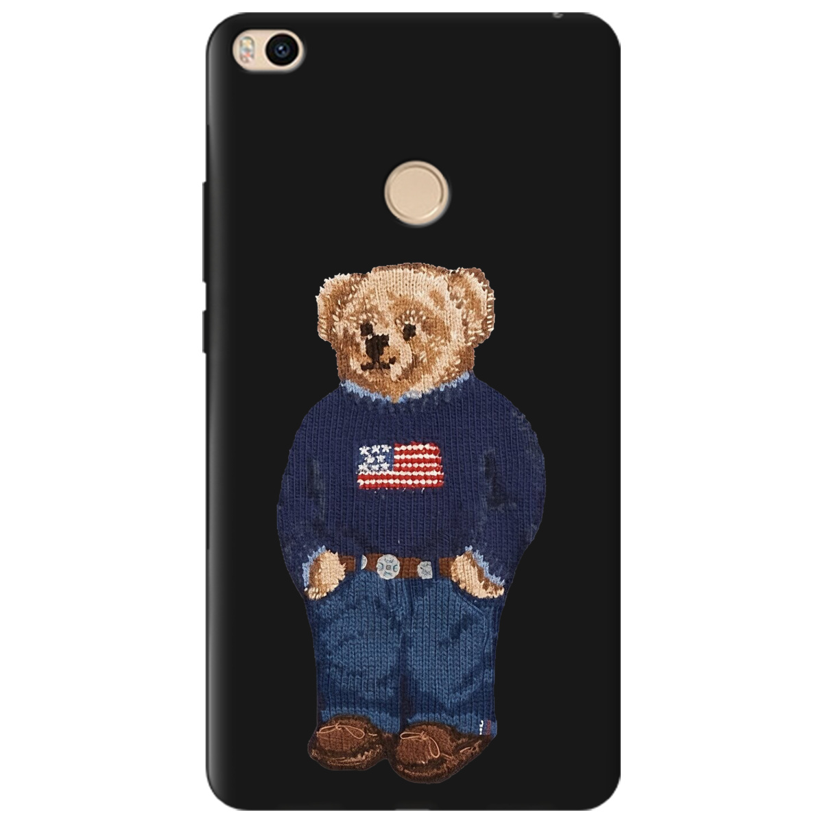 Чохол для Xiaomi Mi Max 2 чорний матовий soft touch Американський ведмедик - фото 1 - Чохли для телефонів