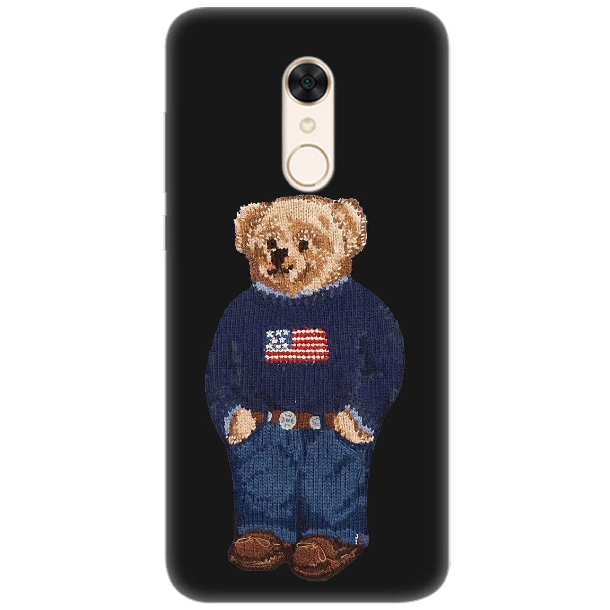 Чохол для Xiaomi Redmi 5 чорний матовий soft touch Американський ведмедик - фото 1 - Чохли для телефонів