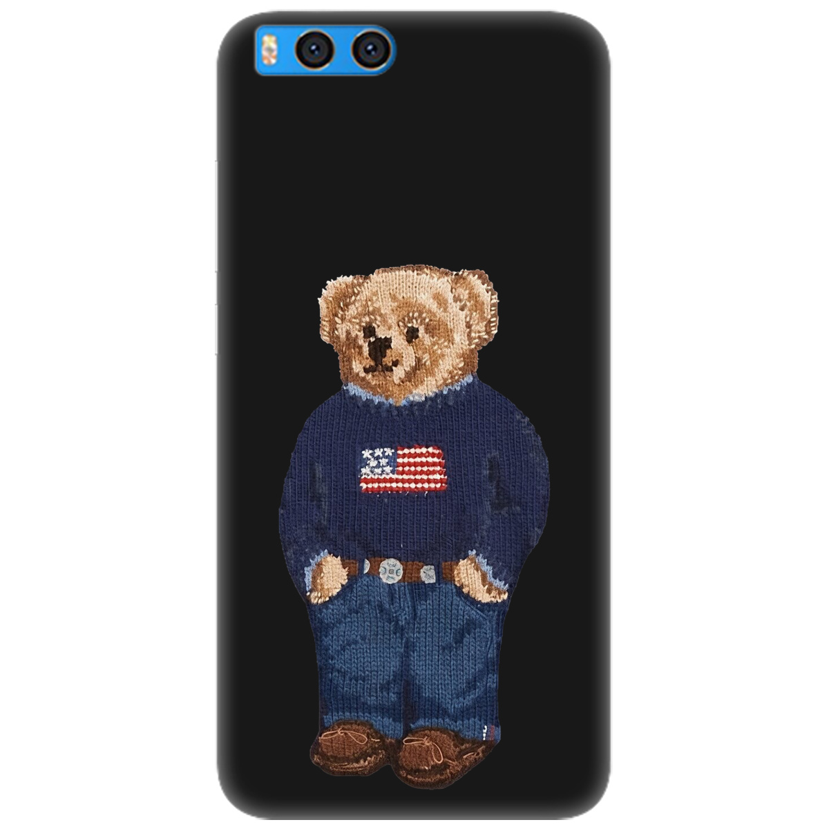 Чехол для Xiaomi Mi Note 3 черный матовый soft touch Американский мишка - фото 1 - Чехлы для телефонов