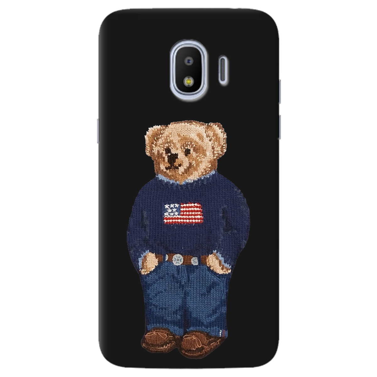 Чохол для Samsung Galaxy J2 2018 чорний матовий soft touch Американський ведмедик - фото 1 - Чохли для телефонів