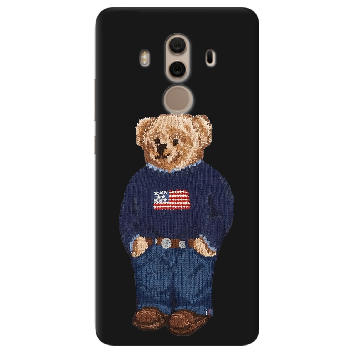 Чехол для Huawei Mate 10 Pro черный матовый soft touch Американский мишка - фото 1 - Чехлы для телефонов