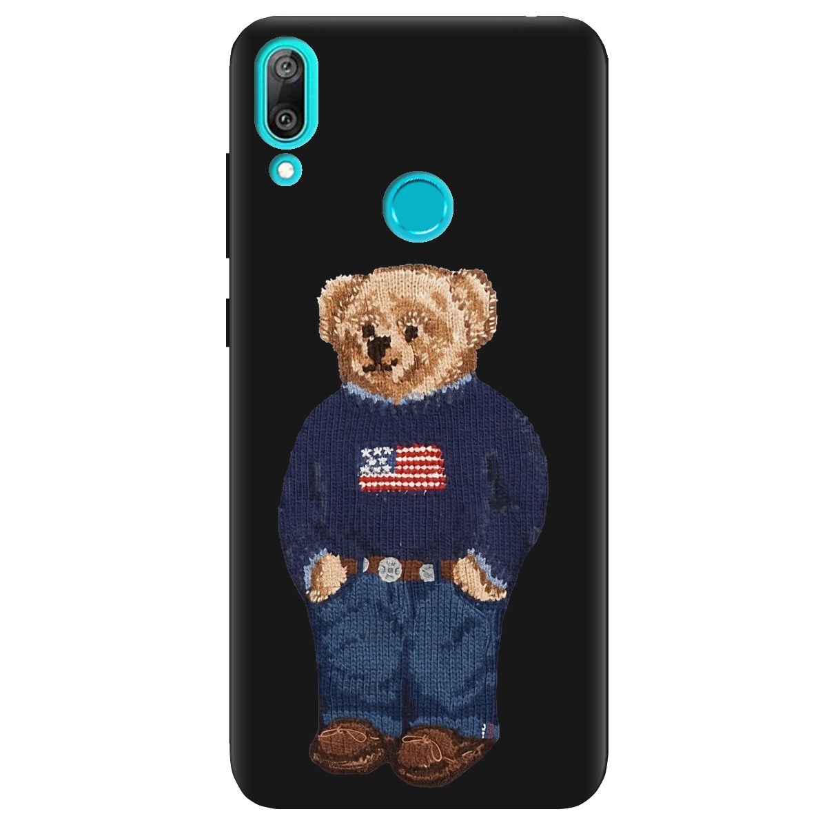 Чохол для Huawei Y9 2019 чорний матовий soft touch Американський ведмедик - фото 1 - Чохли для телефонів