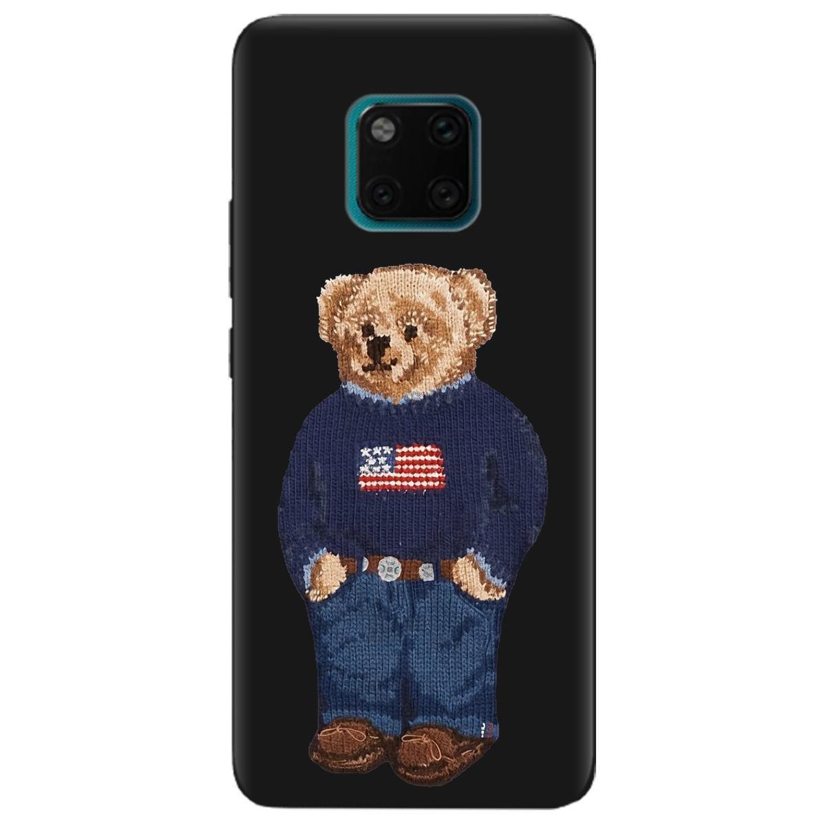 Чехол для Huawei Mate 20 Pro черный матовый soft touch Американский мишка - фото 1 - Чехлы для телефонов